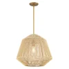 Farrah Large Jute Pendant, Natural and Aged Brass