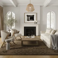 Farrah Large Jute Pendant, Natural and Aged Brass