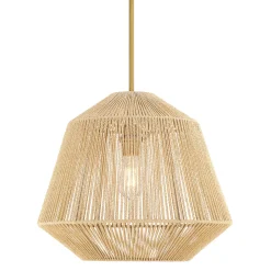 Farrah Large Jute Pendant, Natural and Aged Brass
