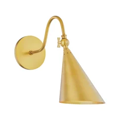 Faye Adjustable Metal Wall Sconce, Aged Brass