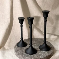 Finley Black Taper Candle Holders, Set of 3