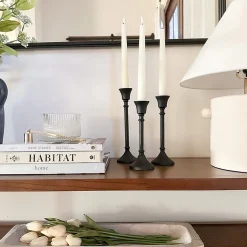 Finley Black Taper Candle Holders, Set of 3