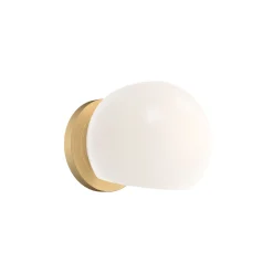 Flynn 1 Light Wall Sconce, Brushed Brass with Opal Glass