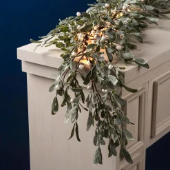 Frosted Mistletoe Garland with 100 LEDs