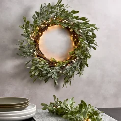 Frosted Mistletoe Garland with 100 LEDs