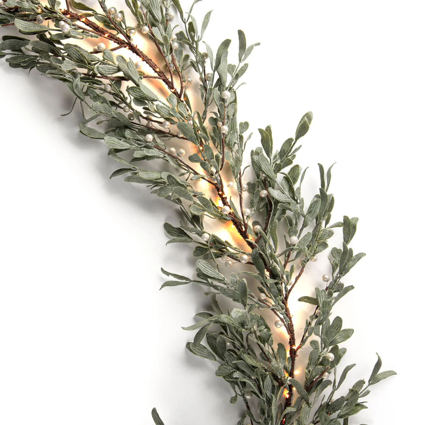 Frosted Mistletoe Garland with 100 LEDs
