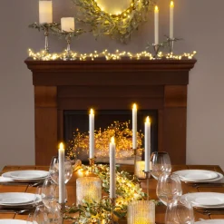 Frosted Mistletoe Pillar Candle Rings, Set of 3