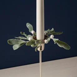 Frosted Mistletoe Taper Candle Rings, Set of 4