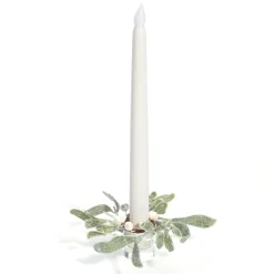 Frosted Mistletoe Taper Candle Rings, Set of 4