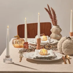 Gold LED Pumpkins with Mercury Glass Finish, Set of 3