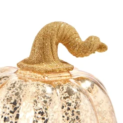 Gold LED Pumpkins with Mercury Glass Finish, Set of 3