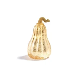 Gold LED Pumpkins with Mercury Glass Finish, Set of 3