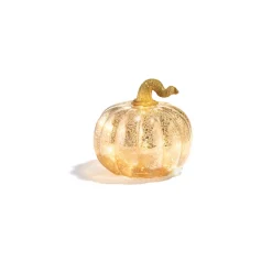 Gold LED Pumpkins with Mercury Glass Finish, Set of 3