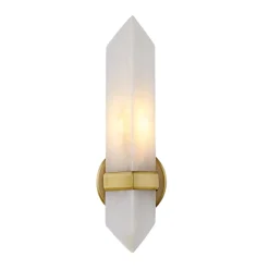 Gracy 1 Light Wall Sconce, Vintage Brass and Alabaster