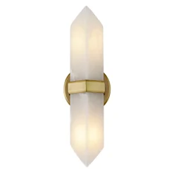 Gracy 2 Light Wall Sconce, Vintage Brass and Alabaster