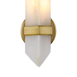 Gracy 1 Light Wall Sconce, Vintage Brass and Alabaster