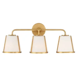 Hoyt 3 Light Vanity, Antique Gold with Opal Glass