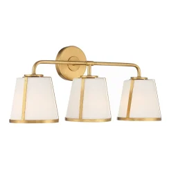 Hoyt 3 Light Vanity, Antique Gold with Opal Glass