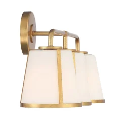 Hoyt 3 Light Vanity, Antique Gold with Opal Glass