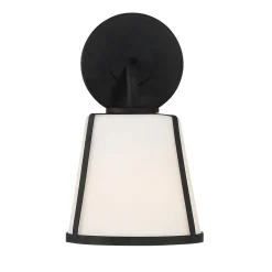 Hoyt Vanity Wall Sconce, Black with Opal Glass