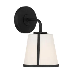 Hoyt Vanity Wall Sconce, Black with Opal Glass