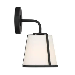 Hoyt Vanity Wall Sconce, Black with Opal Glass