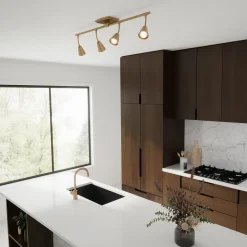 Hudson 32" 4-Light LED Fixed Track Light, Brushed Brass