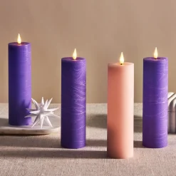 Infinity Wick Advent 7" Distressed Slim Pillar Candles, Set of 4