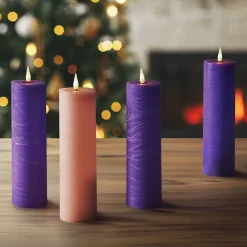 Infinity Wick Advent 7" Distressed Slim Pillar Candles, Set of 4