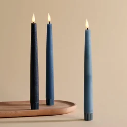 Infinity Wick Gradient Blues, Distressed 9" Taper Candles, Set of 3