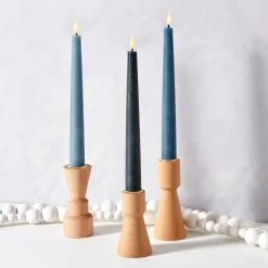 Infinity Wick Gradient Blues, Distressed 9" Taper Candles, Set of 3