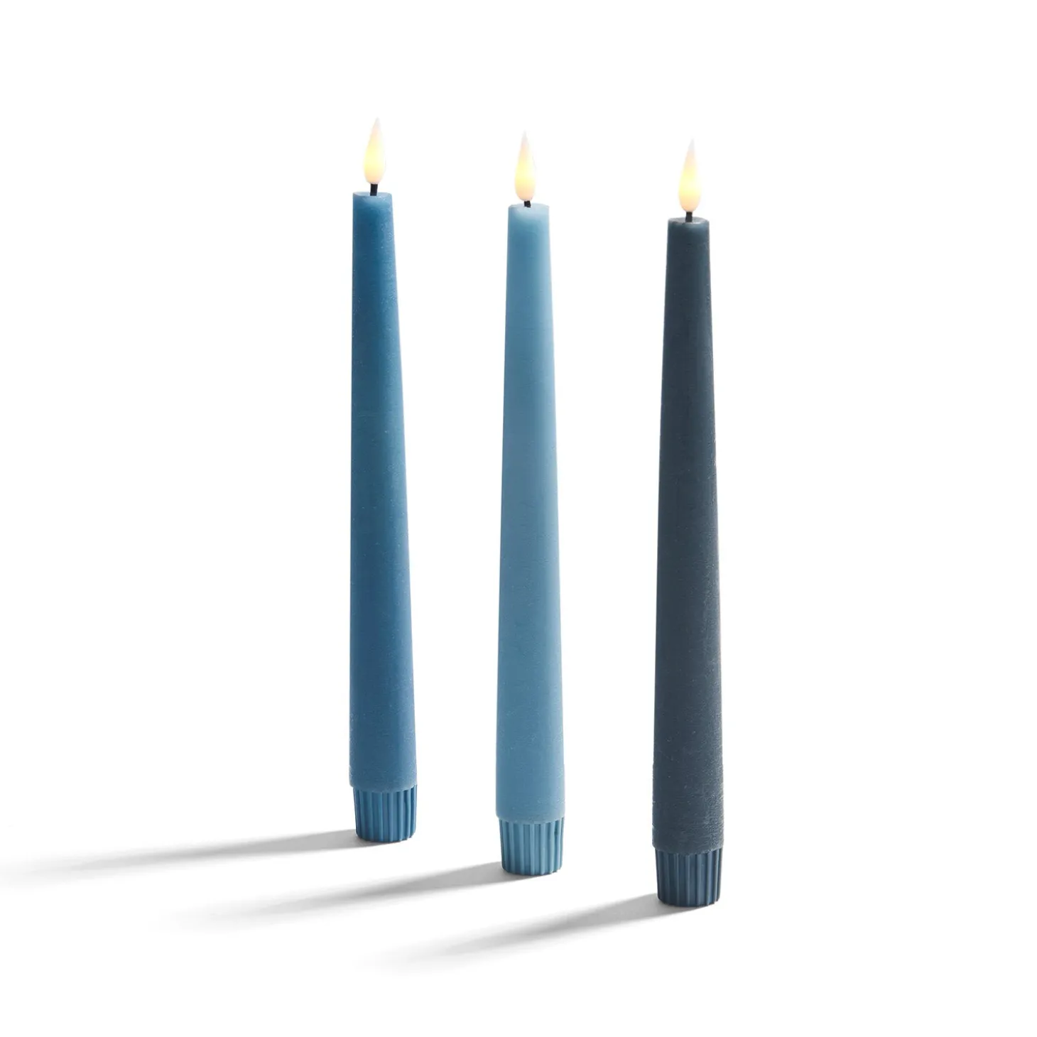 Infinity Wick Gradient Blues, Distressed 9" Taper Candles, Set of 3