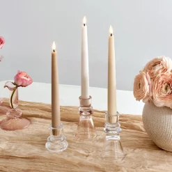 Infinity Wick Gradient Creams, Distressed 9" Taper Candles, Set of 3