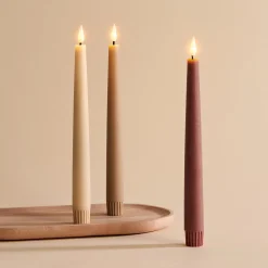 Infinity Wick Gradient Earth Tones, Distressed 9" Taper Candles, Set of 3