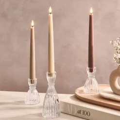 Infinity Wick Gradient Earth Tones, Distressed 9" Taper Candles, Set of 3