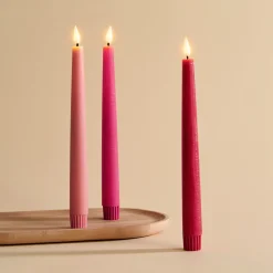 Infinity Wick Gradient Pinks Distressed 9" Taper Candles, Set of 3
