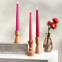 Infinity Wick Gradient Pinks Distressed 9" Taper Candles, Set of 3