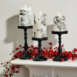 Infinity Wick Marble Pillar Candles, 3" Multipack, Set of 3