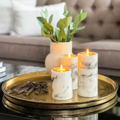 Infinity Wick Marble Pillar Candles, 3