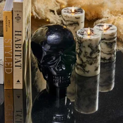 Infinity Wick Marble Pillar Candles, 3