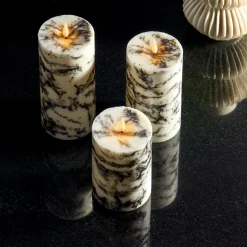 Infinity Wick Marble Pillar Candles, 3