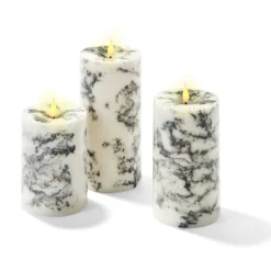 Infinity Wick Marble Pillar Candles, 3