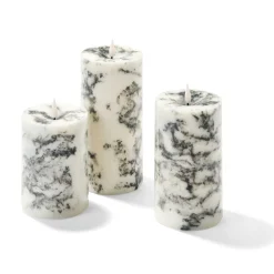 Infinity Wick Marble Pillar Candles, 3