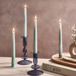 Infinity Wick Pastel Blue 9" Taper Candles, Set of 4