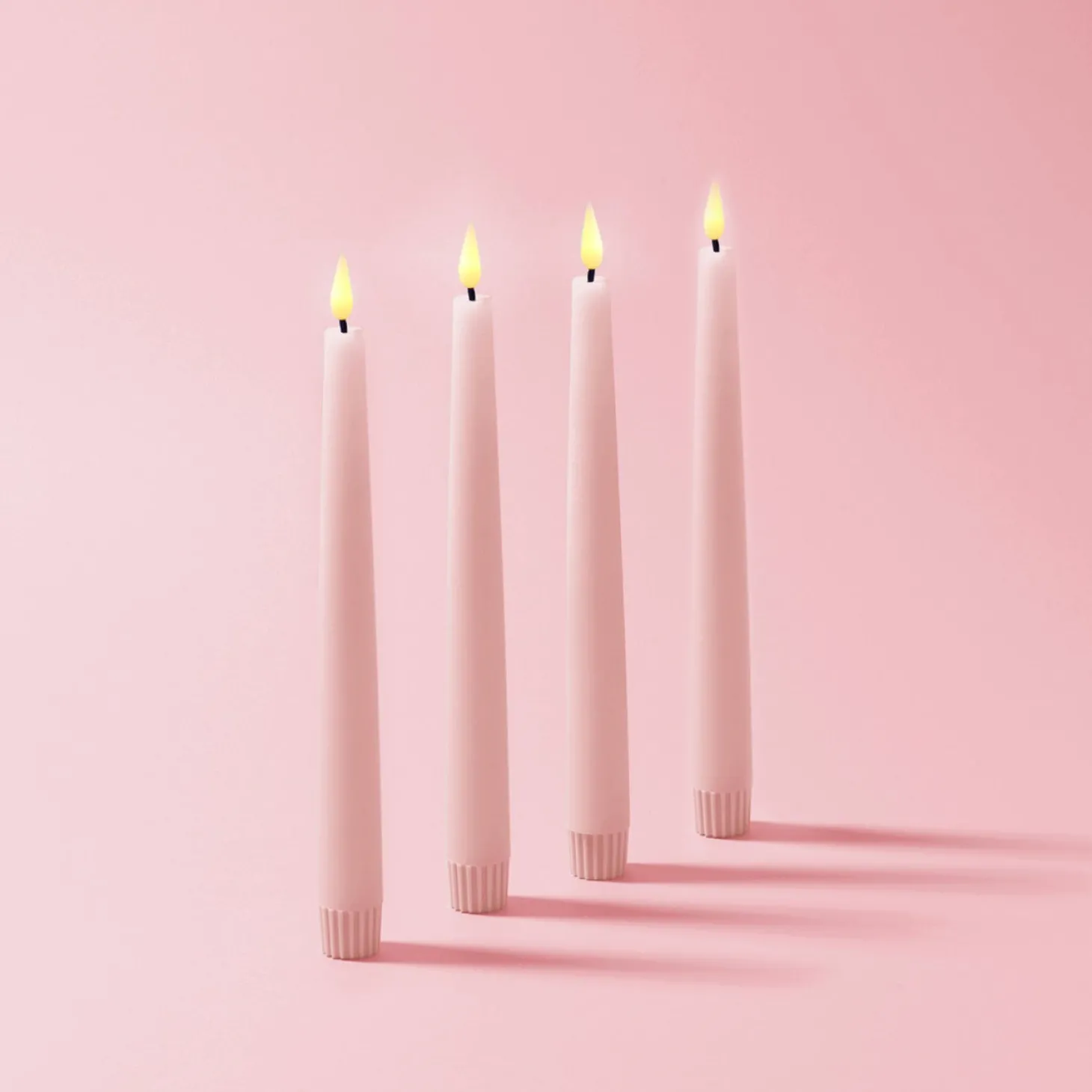 Infinity Wick Pastel Pink 9" Taper Candles, Set of 4