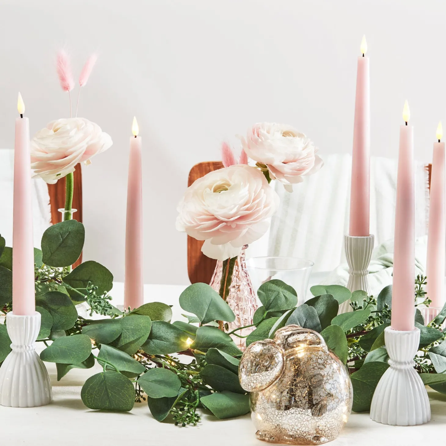 Infinity Wick Pastel Pink 9" Taper Candles, Set of 4