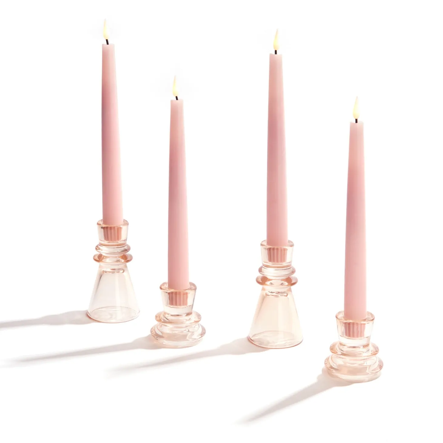 Infinity Wick Pastel Pink 9" Taper Candles, Set of 4