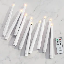 Infinity Wick White 9" Taper Candles, Set of 10