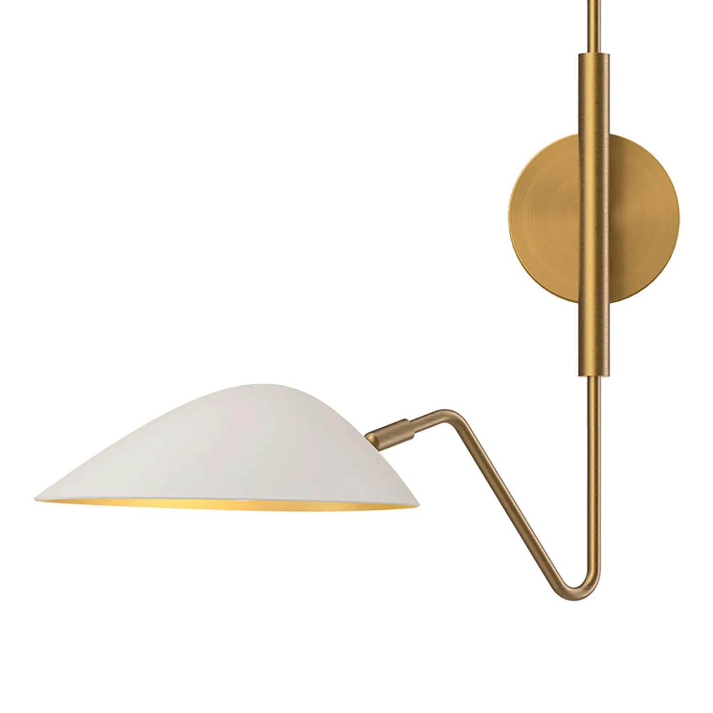 Jade Double Swing Arm Sconce, White and Antique Brass