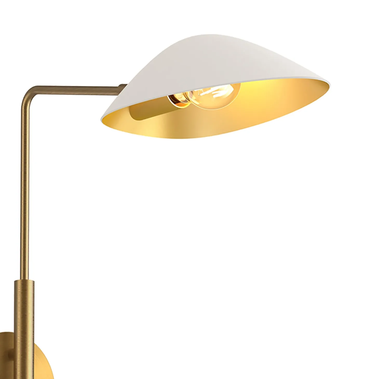 Jade Double Swing Arm Sconce, White and Antique Brass